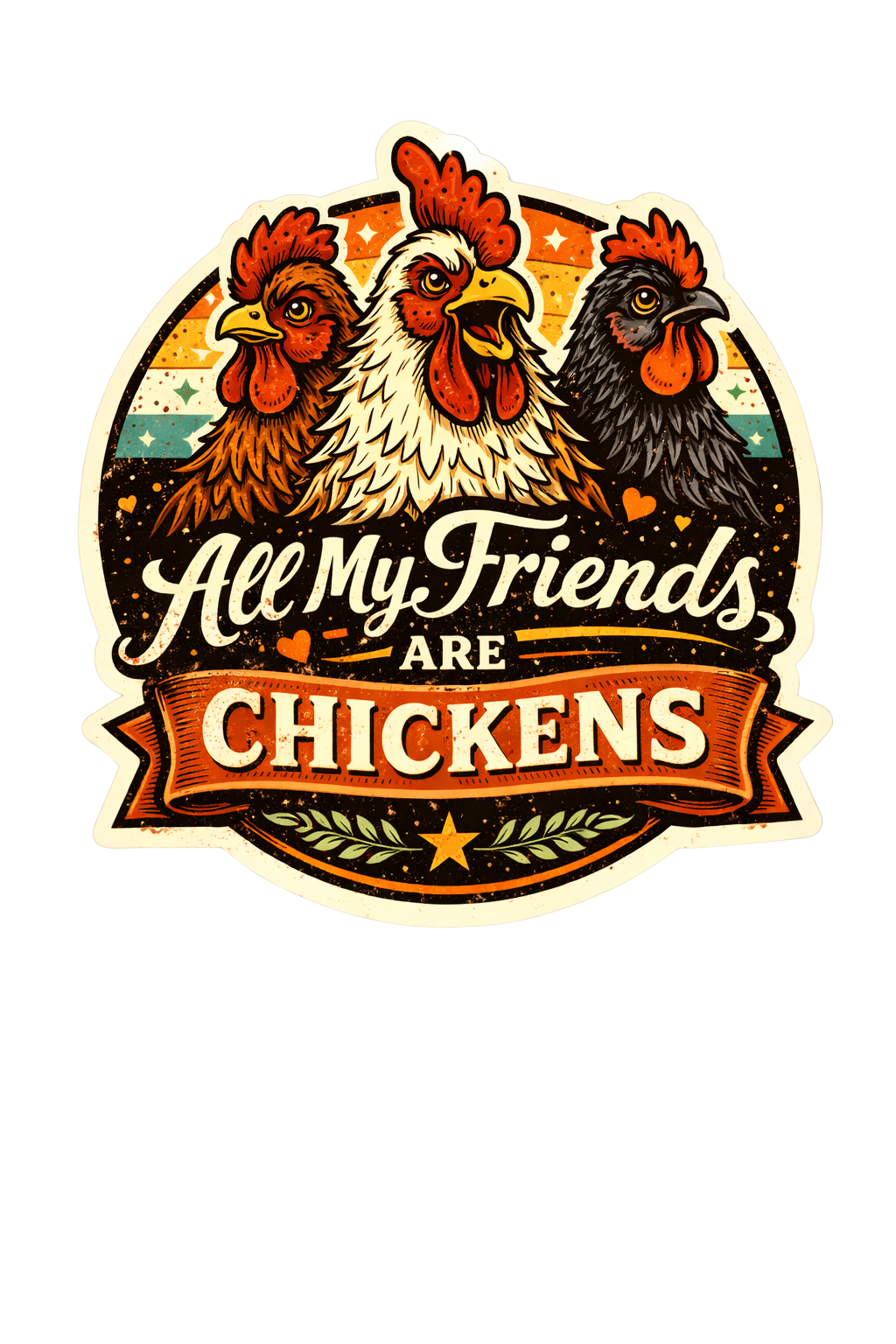 All My Friends Are Chickens Sticker – 3” Die Cut Vinyl