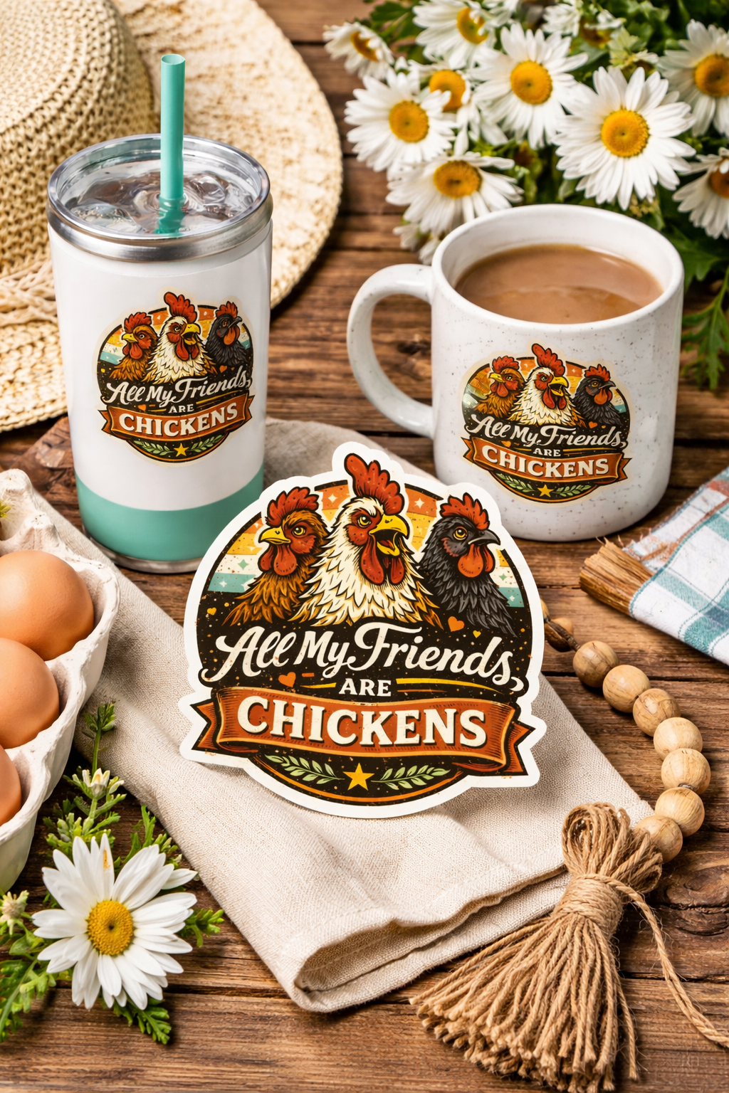 All My Friends Are Chickens Sticker – 3” Die Cut Vinyl