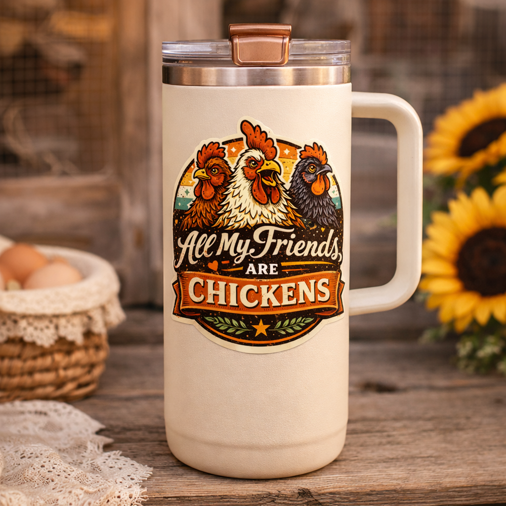 All My Friends Are Chickens Sticker – 3” Die Cut Vinyl