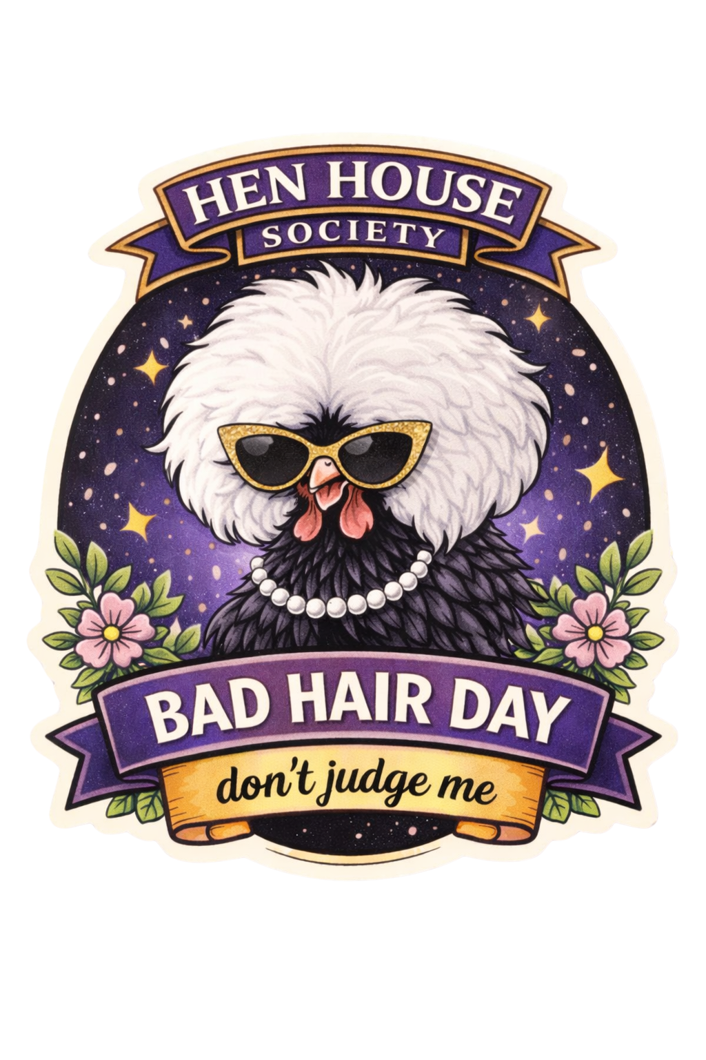 Bad Hair Day Chicken Sticker – 3" Die Cut Vinyl