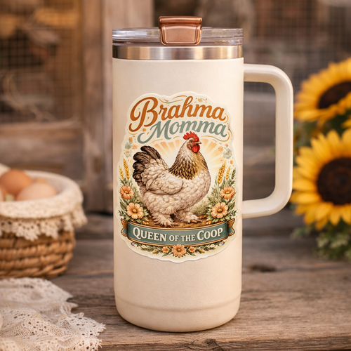 Brahma Momma Chicken Sticker – Queen of the Coop Hen Decal (3”)