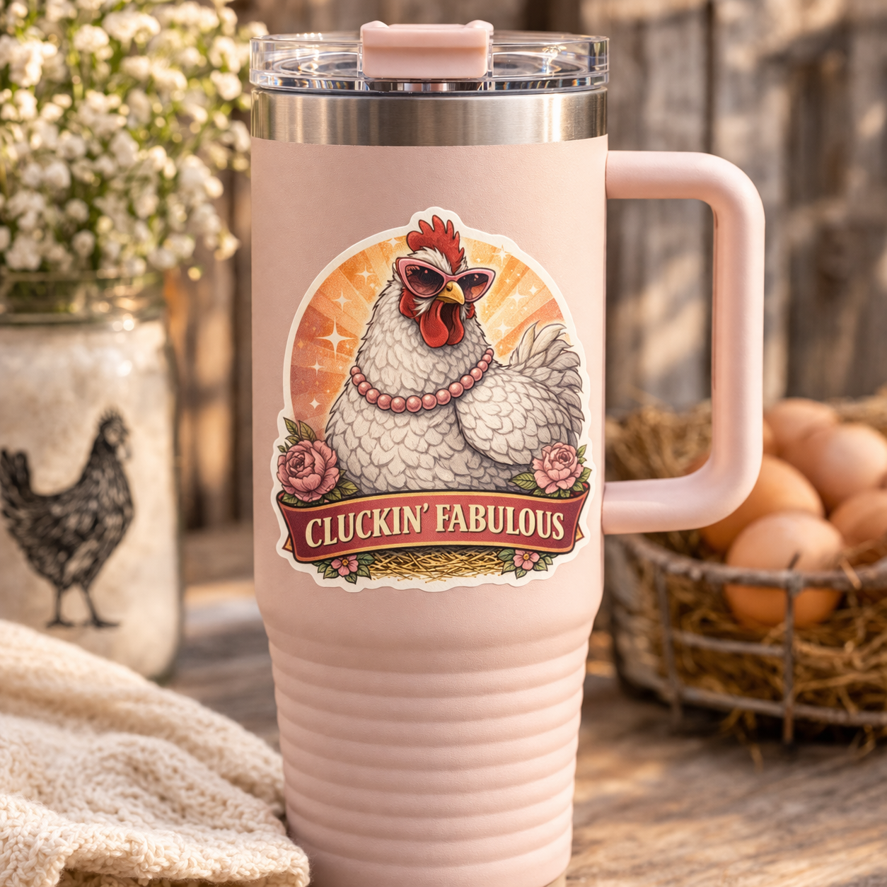 Cluckin’ Fabulous Chicken Sticker – Cute Funny Hen Decal (3”)