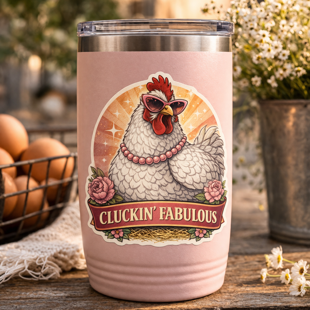 Cluckin’ Fabulous Chicken Sticker – Cute Funny Hen Decal (3”)