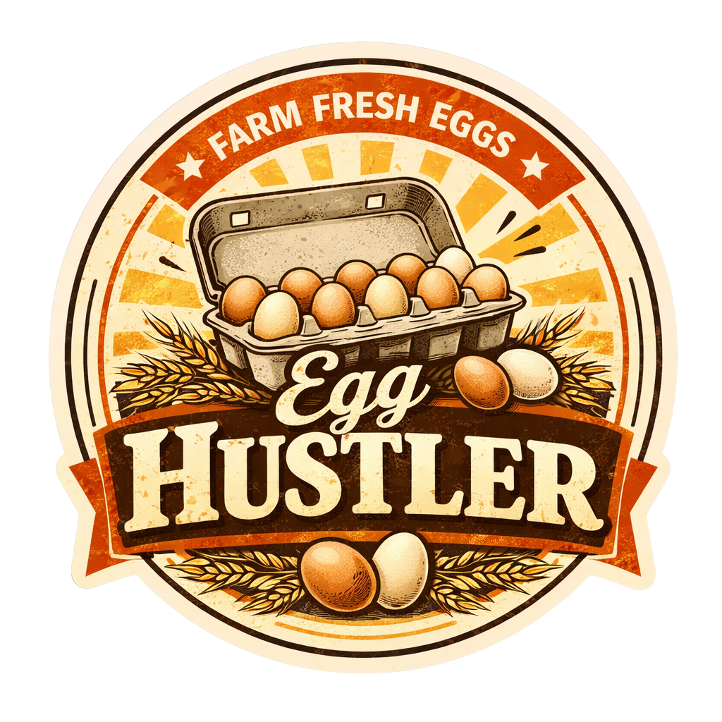 Egg Hustler Sticker – Farm Fresh Eggs Chicken Decal (3”)