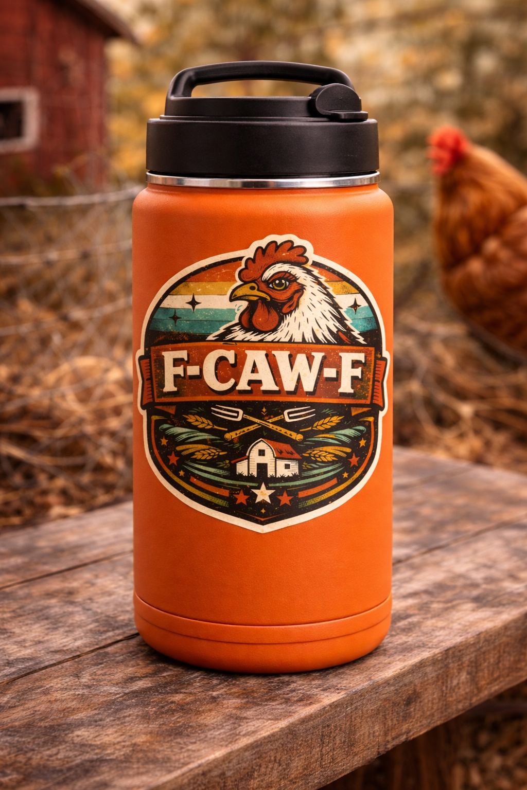 F-CAW-F Chicken Sticker – Vintage Farm Funny Decal (3”)
