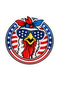 Patriotic Hen Sticker – Patriotic Farm Girl Decal Red White Blue (3”)
