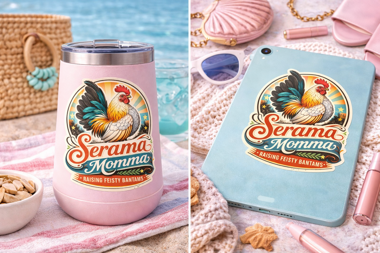 Serama Momma Sticker – Raising Feisty Bantams Chicken Decal Vintage Farm Style (3”)