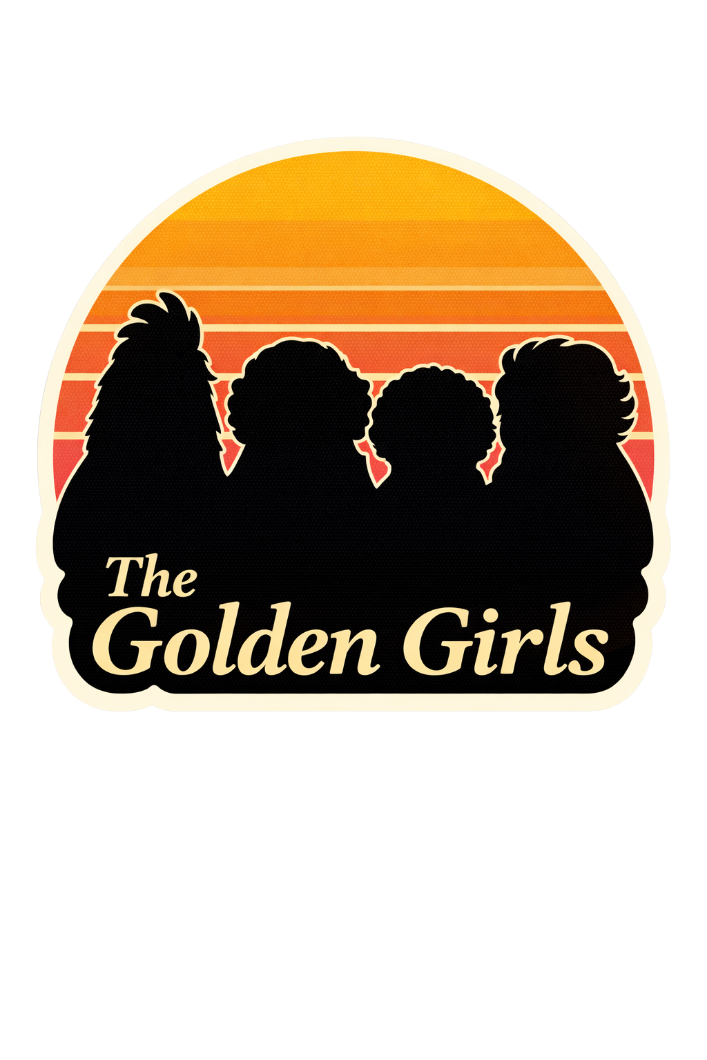Golden Chicken Girls Sticker – Retro Sunset Chicken Squad Decal Funny Hen Sticker (3”)