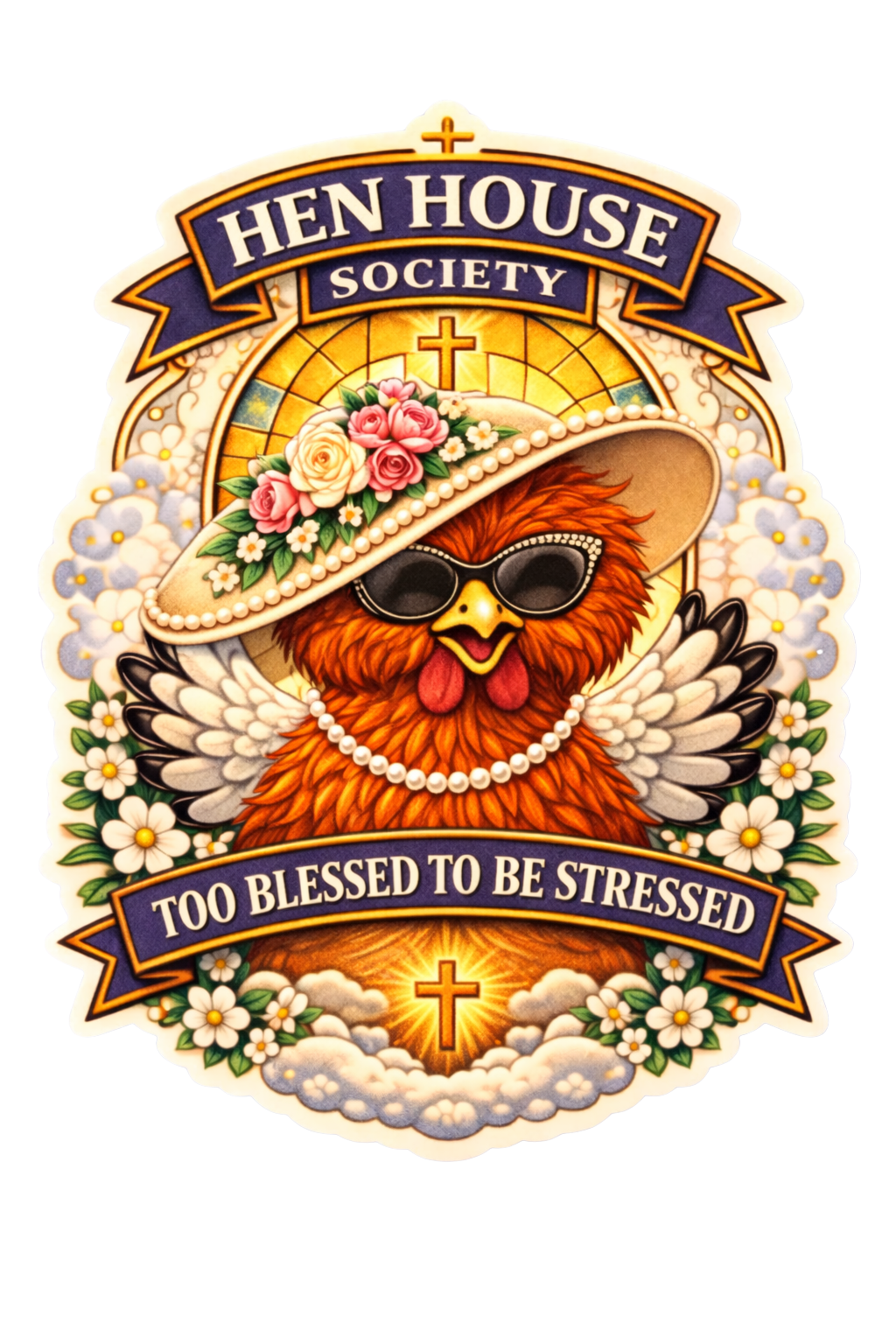 Too Blessed to Be Stressed Chicken Sticker – Christian Hen Sticker Faith Farm Decal Cute Chicken Mom Gift (3”)