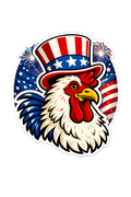 Uncle Sam Rooster- Patriotic Chicken Sticker 4th of July Farm Sticker Funny USA Chicken Decal (3”)